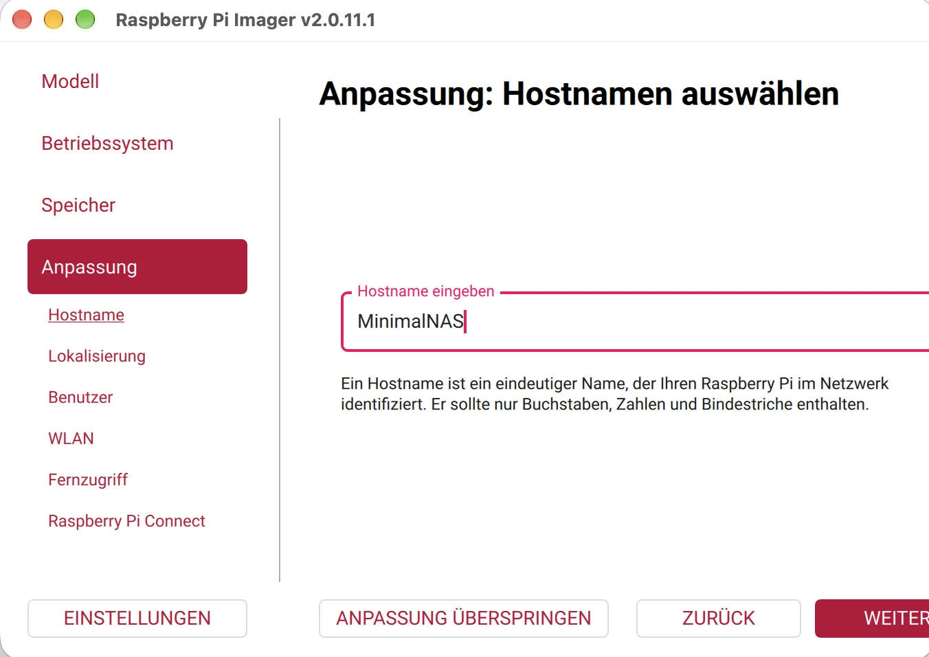 Raspberry Pi Imager – Hostname